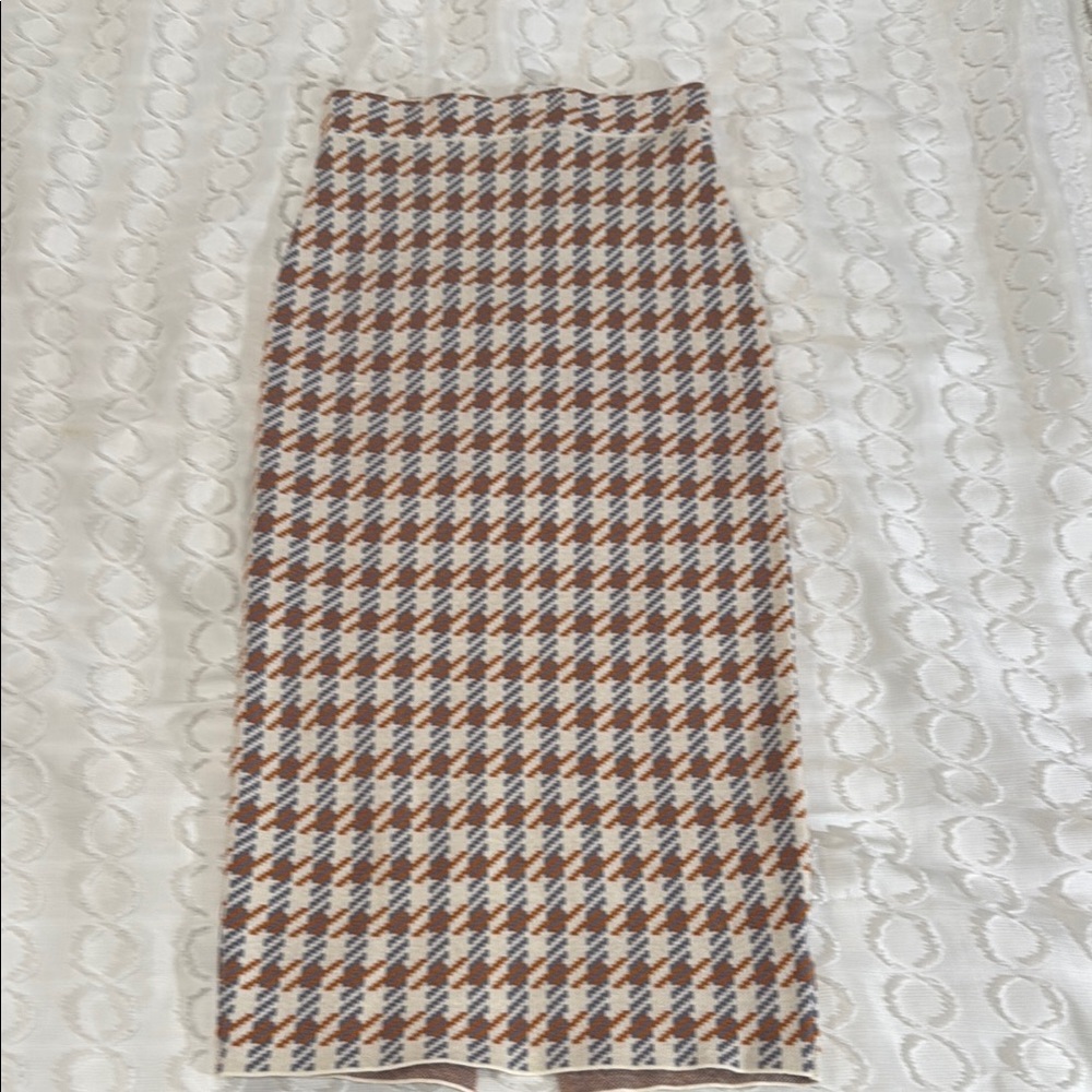 Princess Polly Brown and White Midi Pencil Skirt